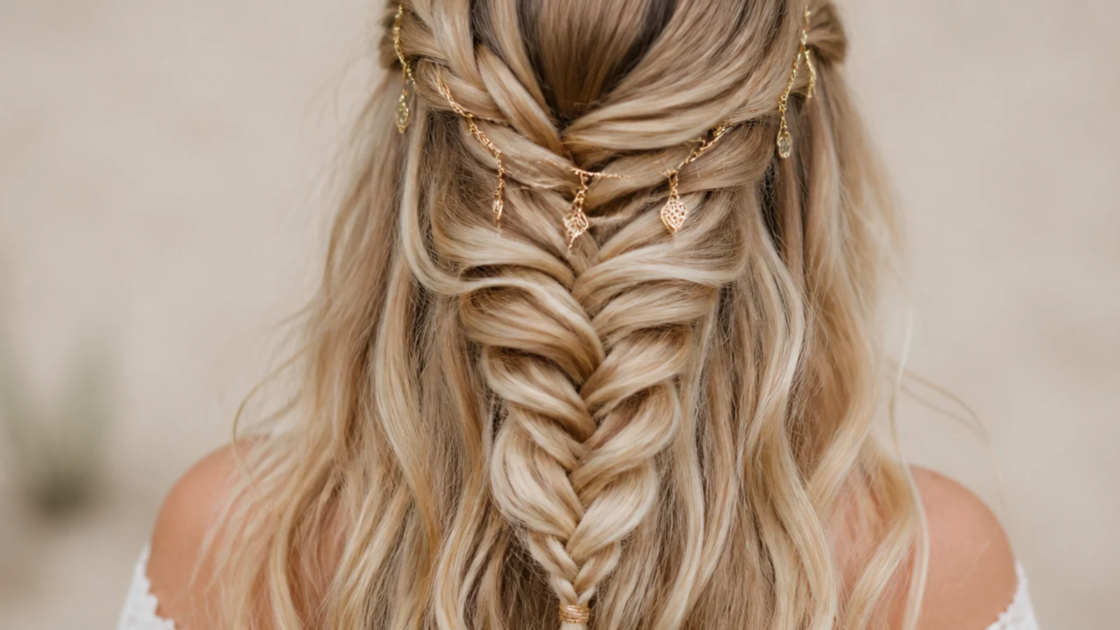 A half up braid above loose beachy waves