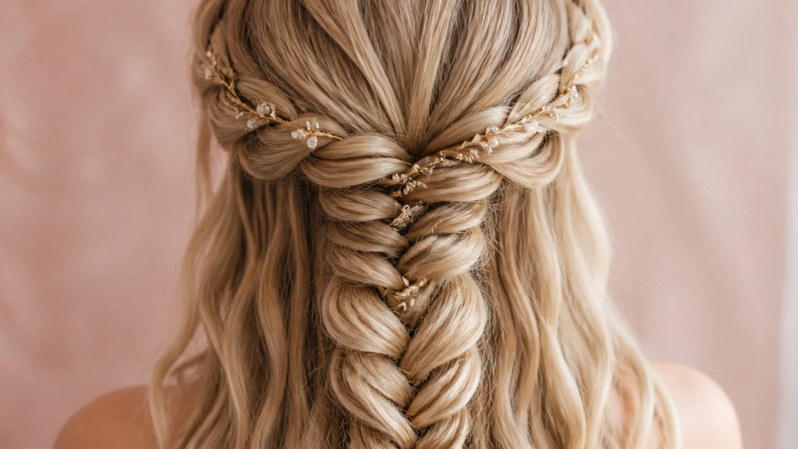 A braid wrapped around the crown and pinned in place
