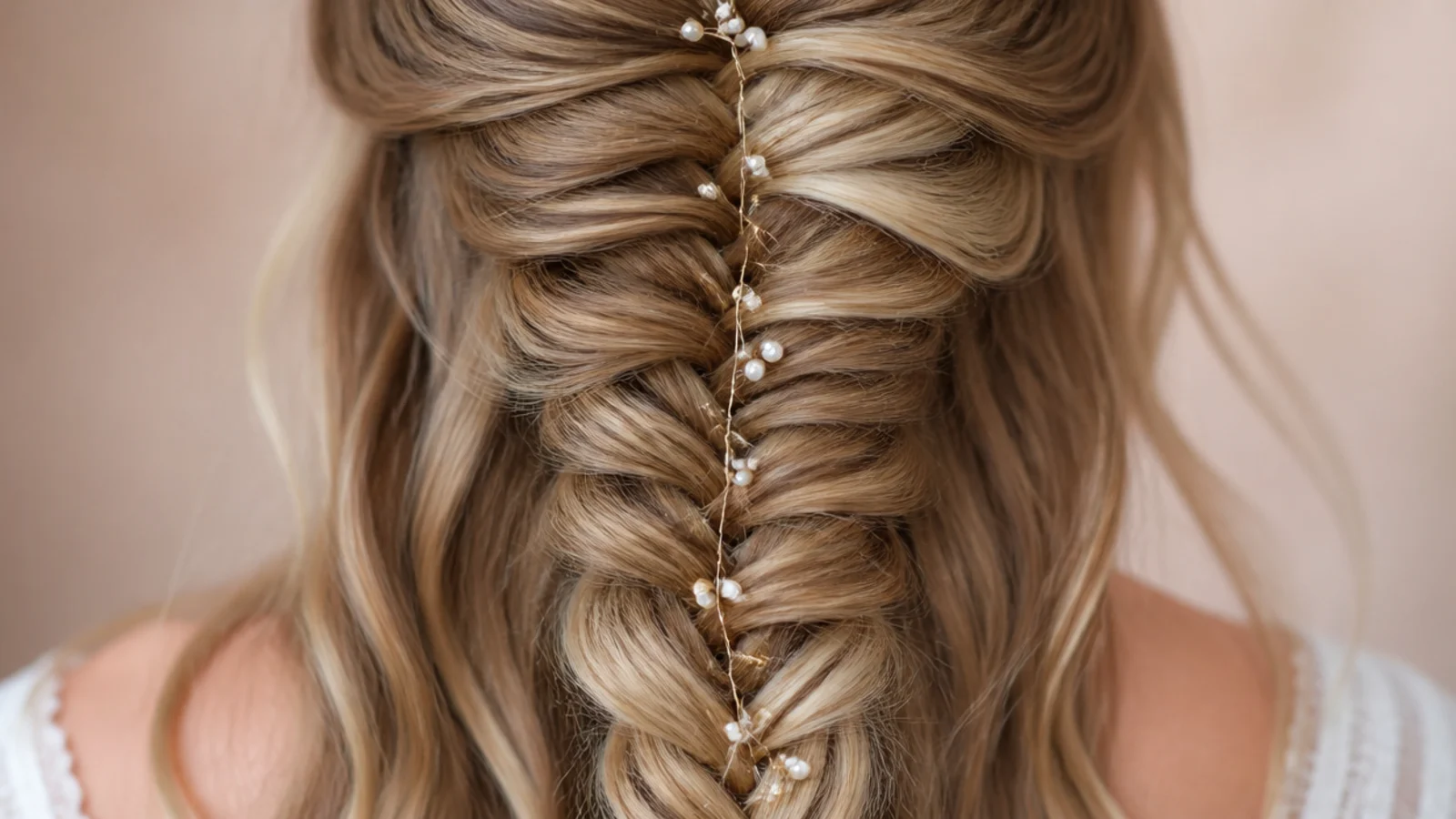 A thickened braid built on fine hair with clip in wefts