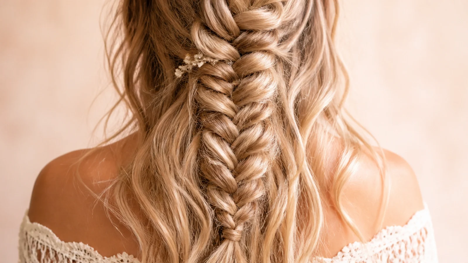 A braid released halfway down into loose waves