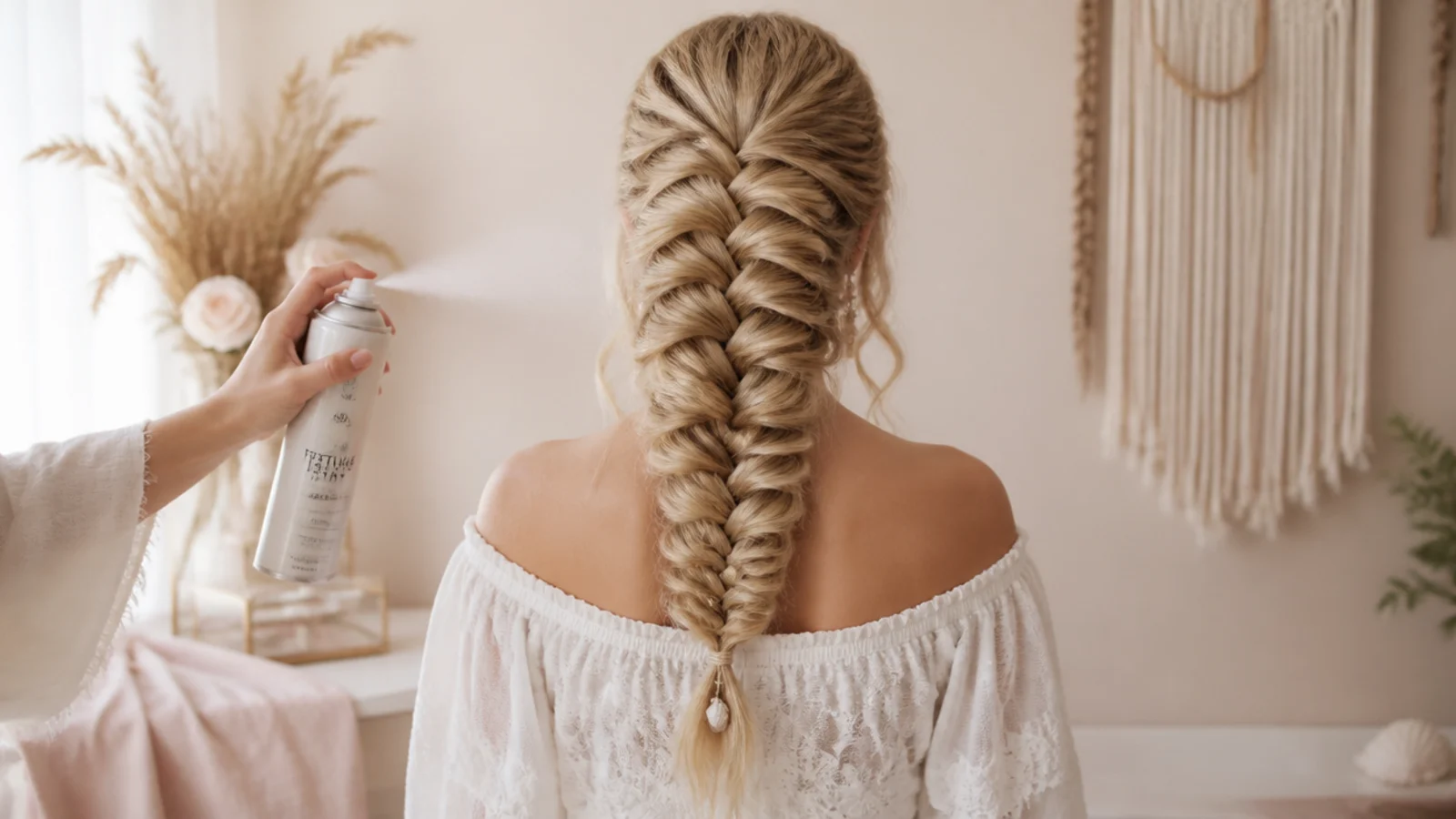 A fine braid held open with clear elastics at each end