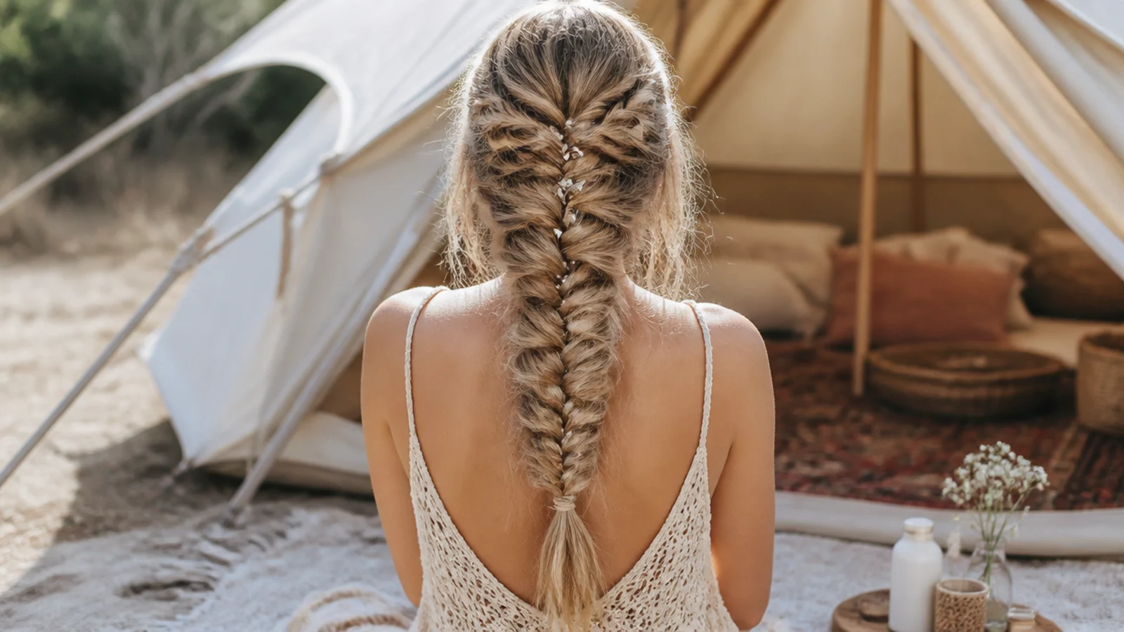 A softened third day braid with loosened edges