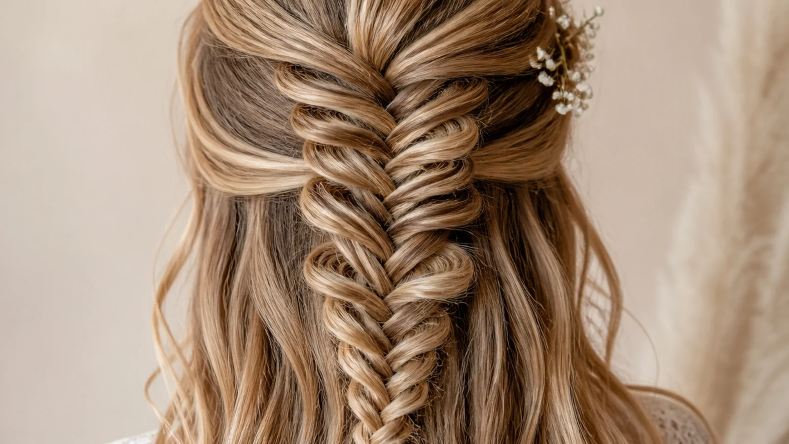 A raised fishtail braid standing out from the surface of the hair