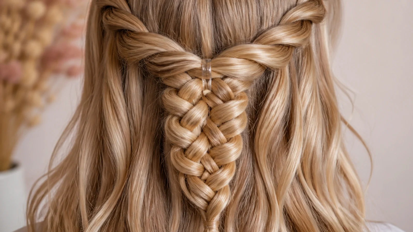 Two braids from the temples meeting and joining into one at the back