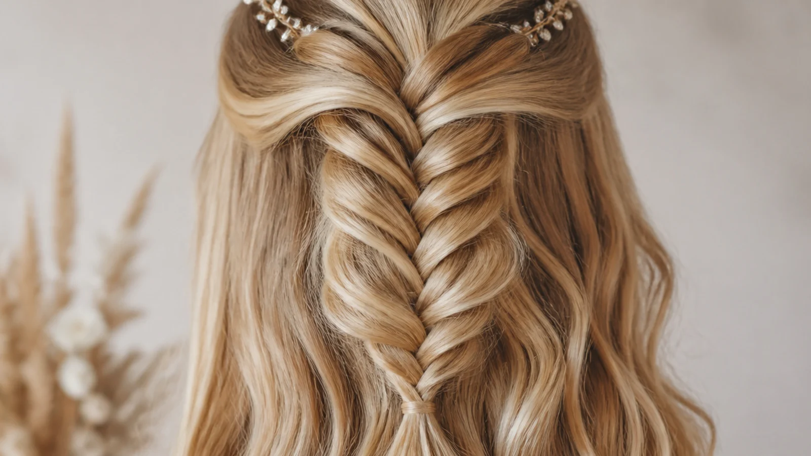 A near invisible elastic at the end of a fishtail braid