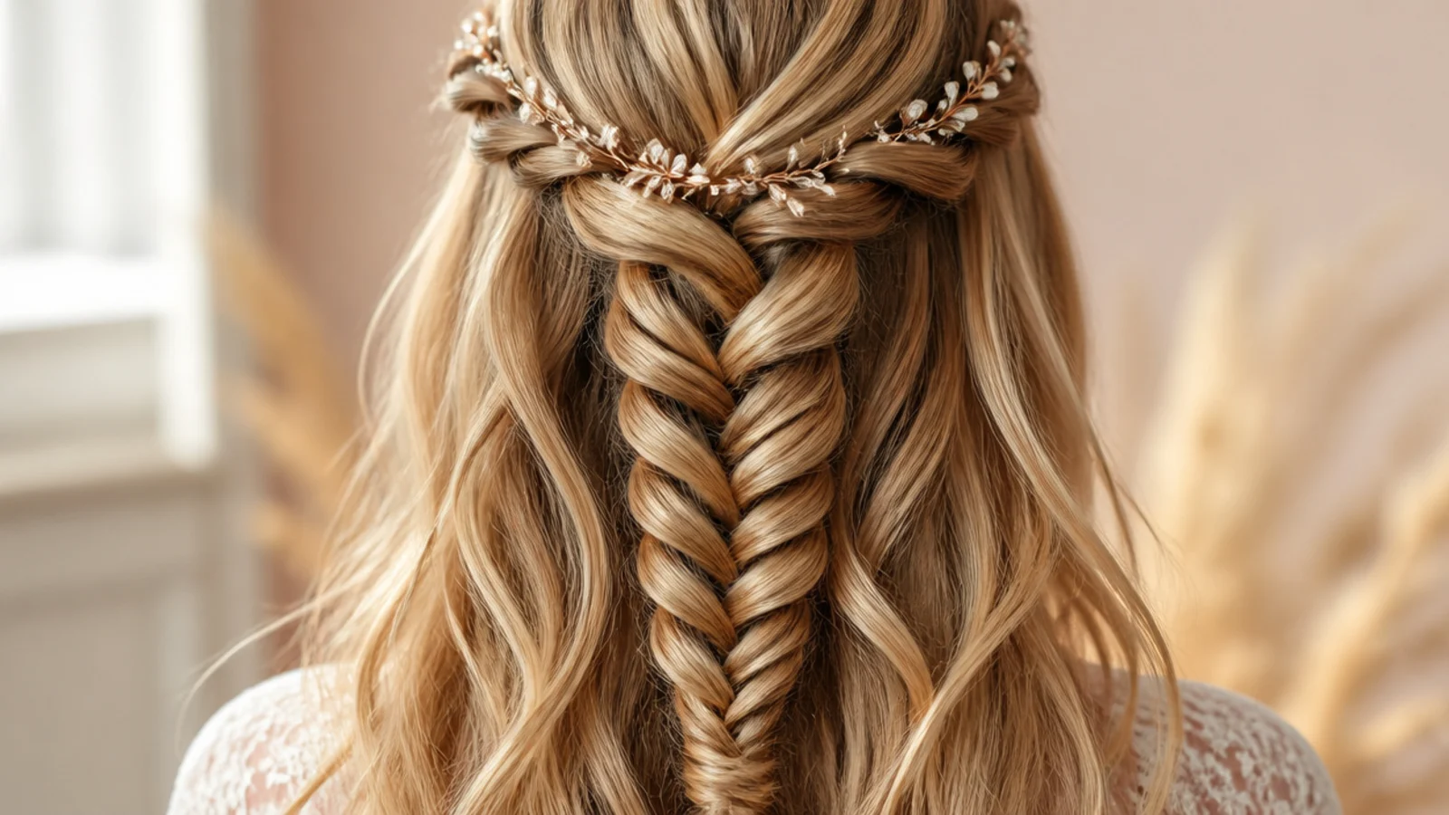A braid running horizontally across the crown like a band