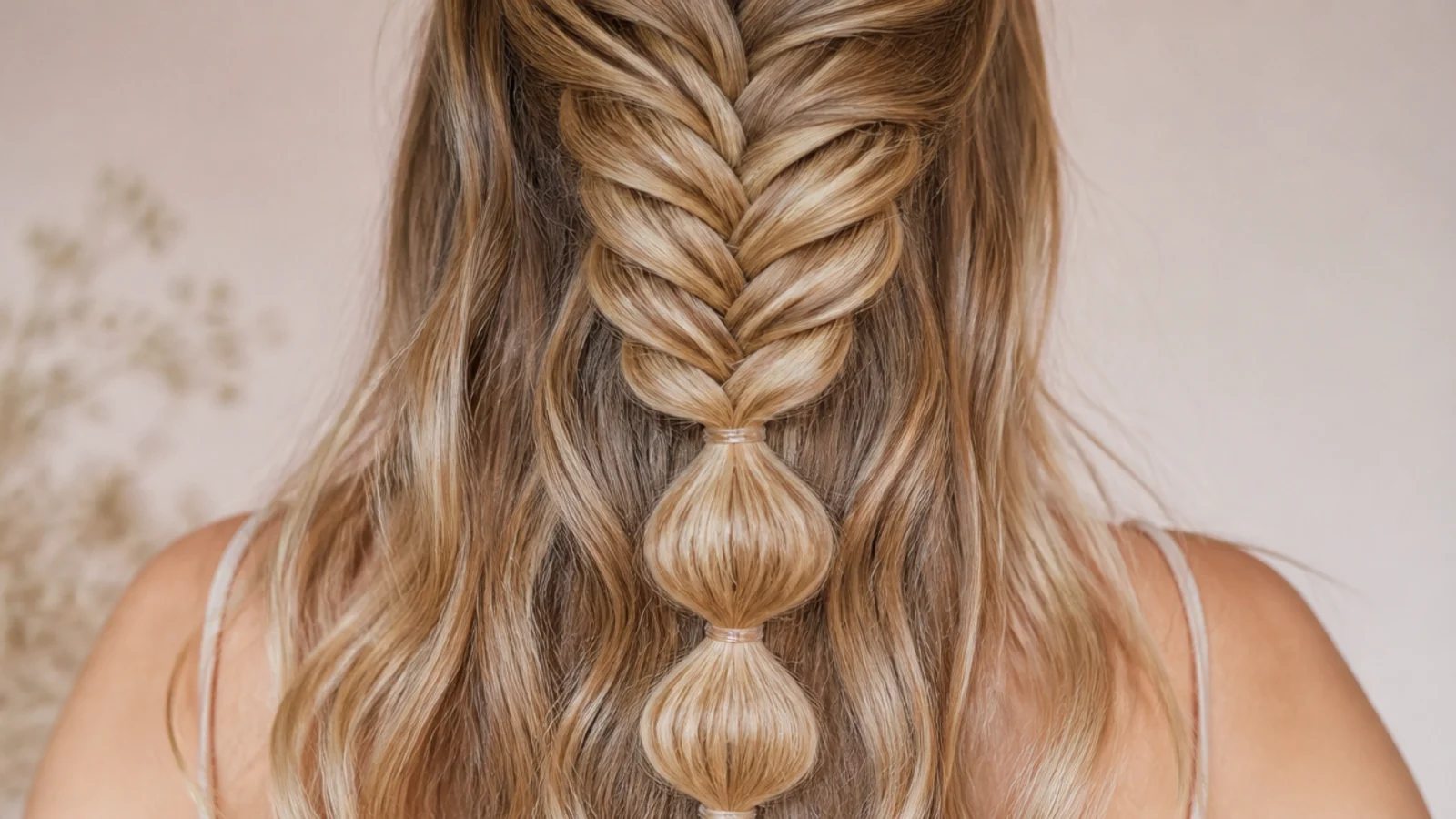 A braid running into a segmented bubble ponytail