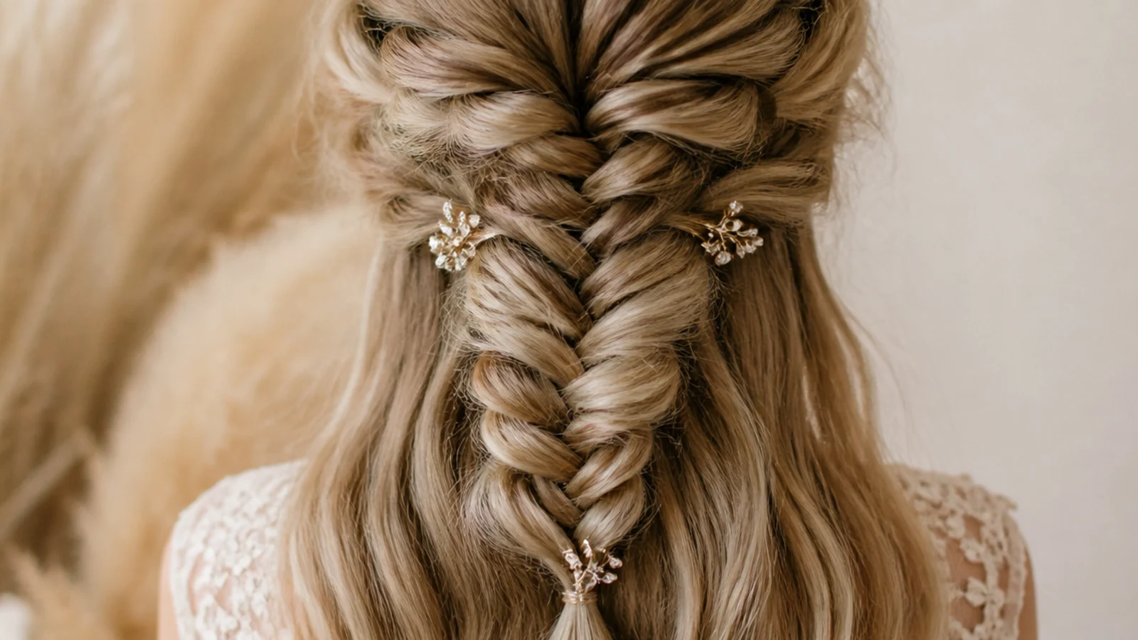Unwashed hair being gathered at the back of the head before braiding