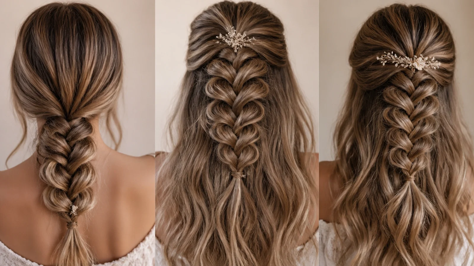Hair gathered at the nape at the point where the braid will begin