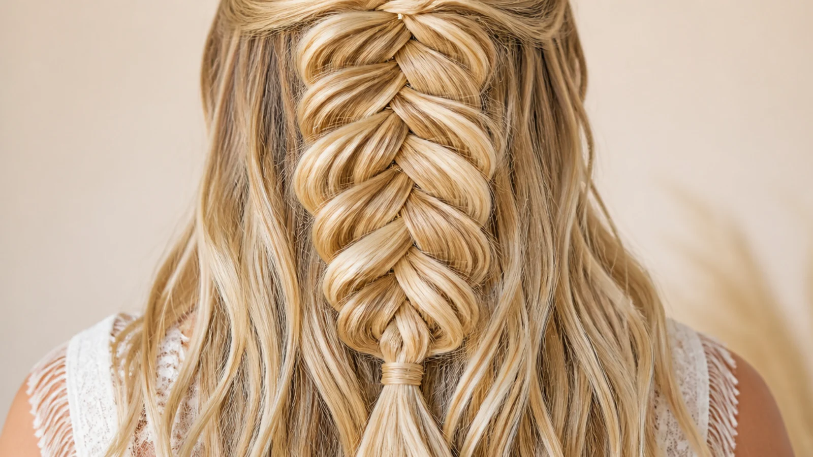 A braid being widened starting at the elastic and working upwards