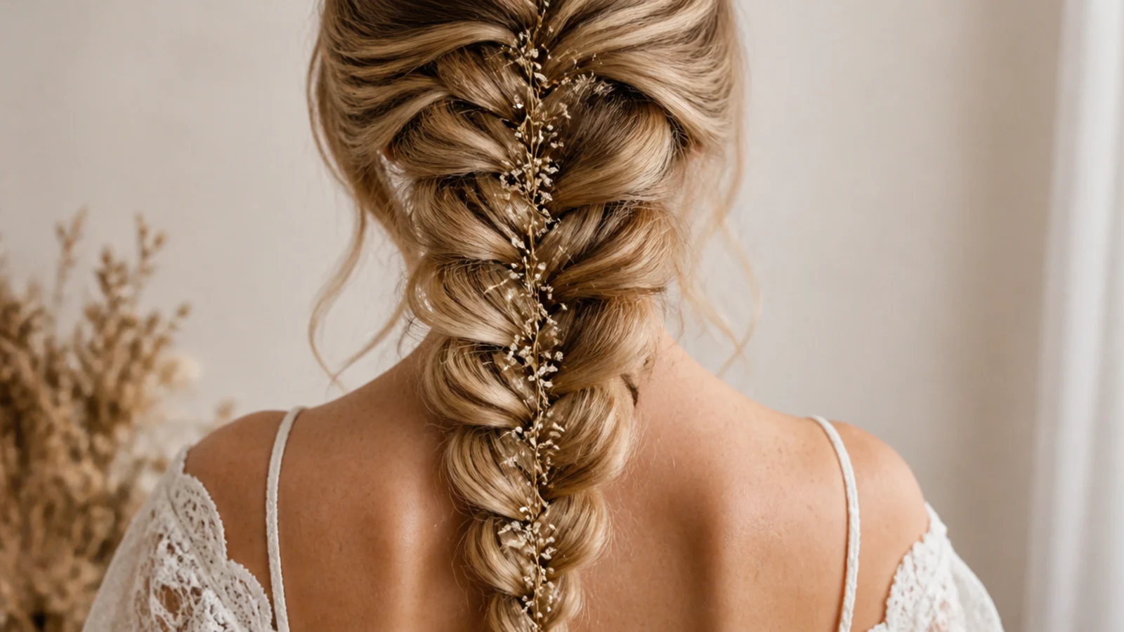 A braid widest at its centre and narrowing towards both ends