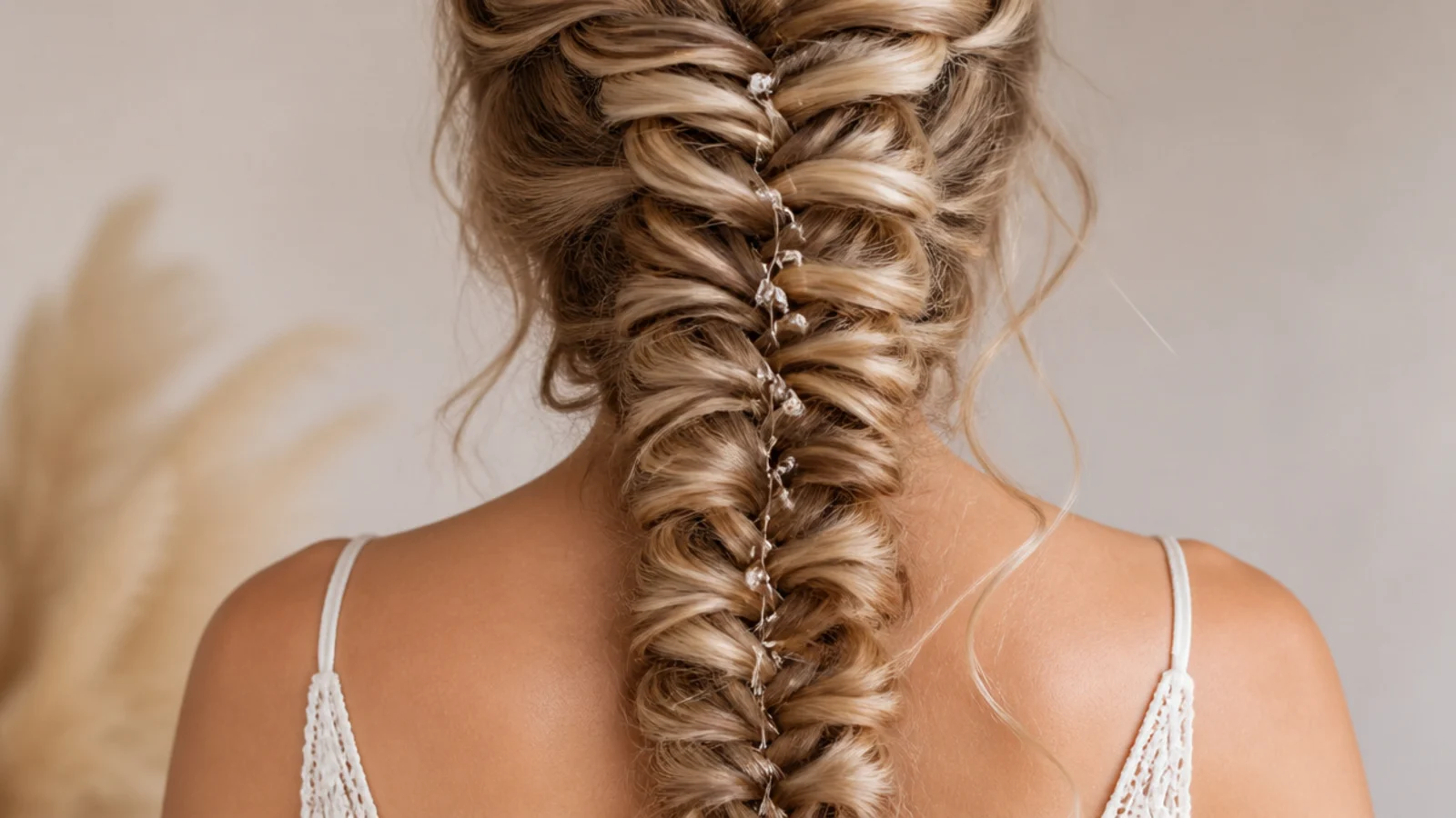 A fine mist of hairspray being applied over a finished braid