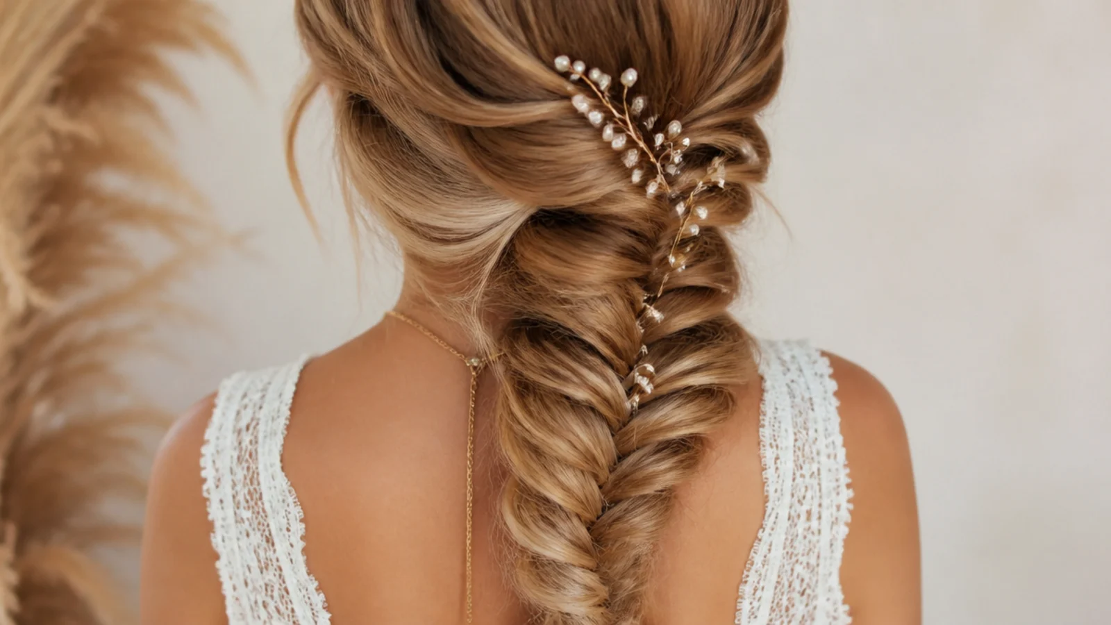 A long braid brought forward to rest over one shoulder
