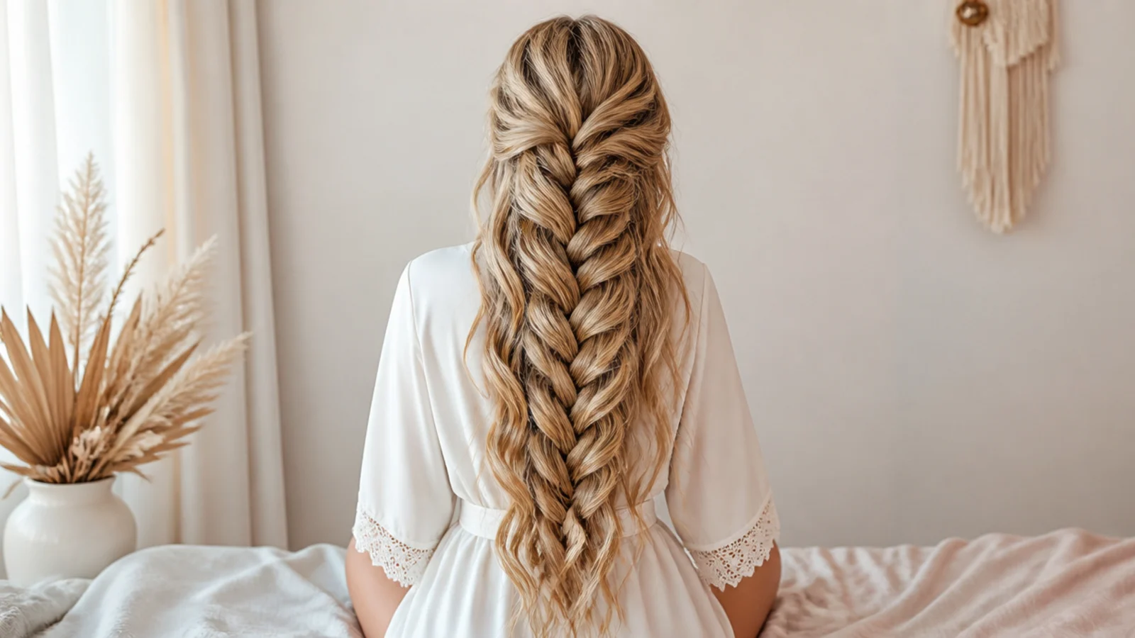 Long hair released from an overnight braid into an even ripple