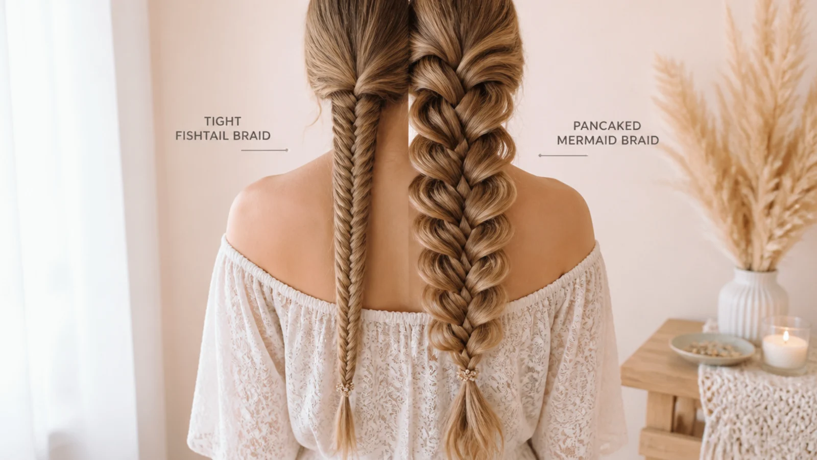 A long braid photographed side on showing its widest point at the middle