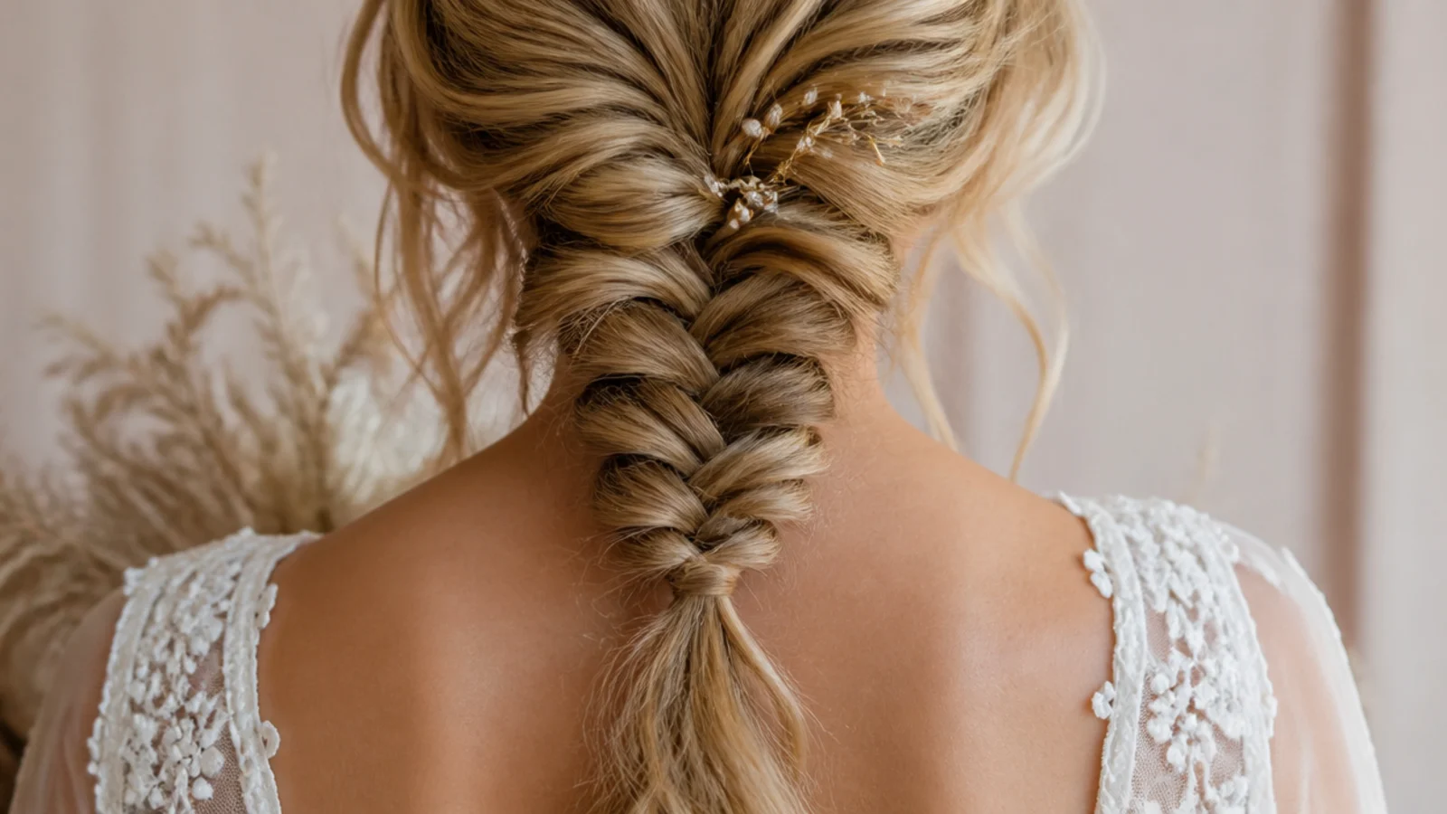 A braid worked through softened second day curls