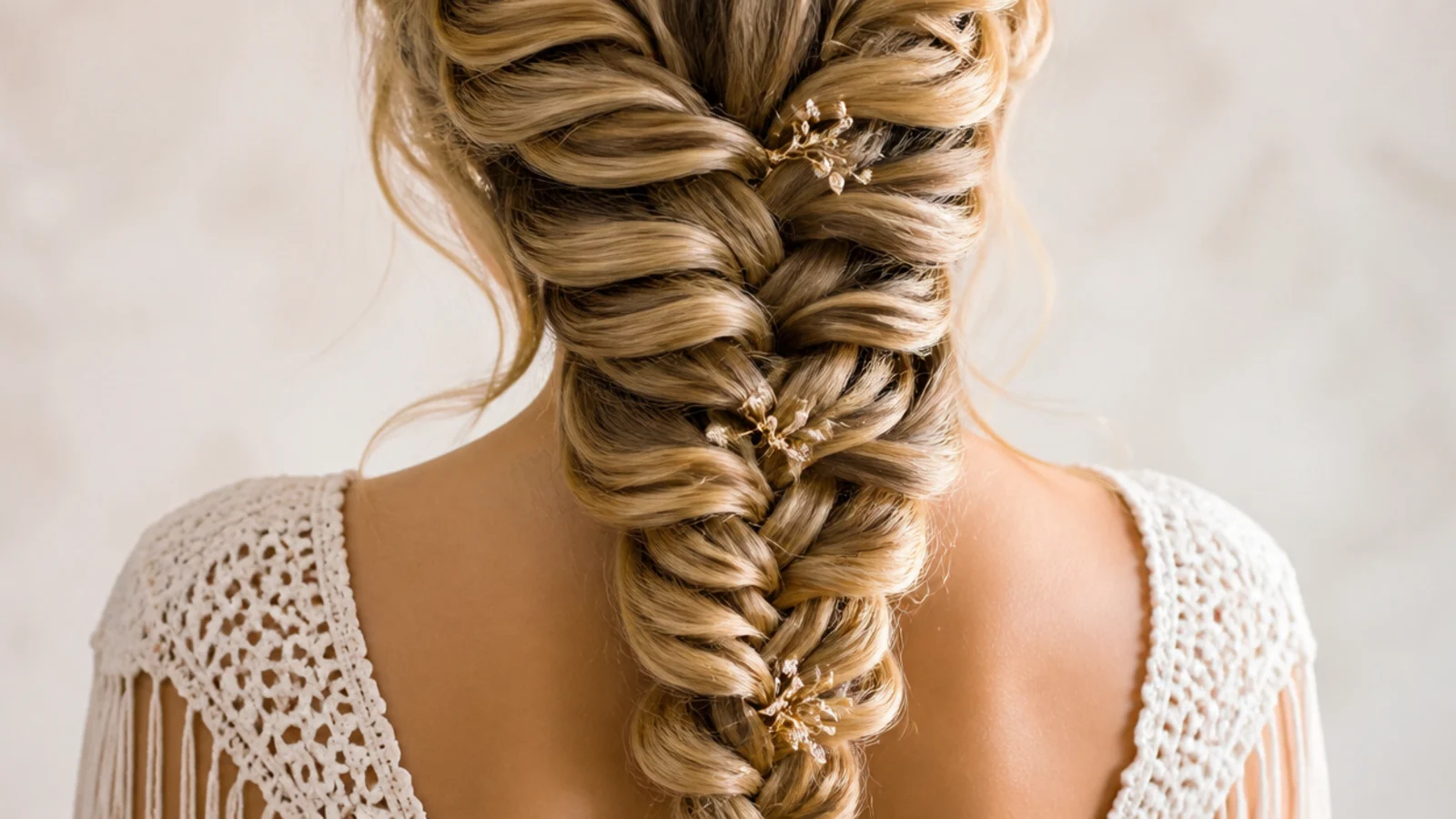 Loose waves from an overnight set with a braid worked through them