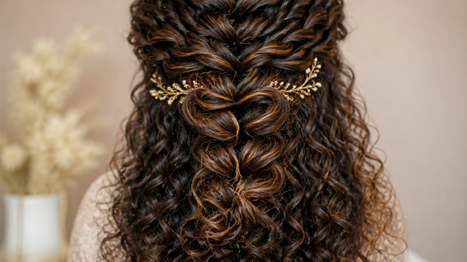 A fishtail braid worked through defined natural curls
