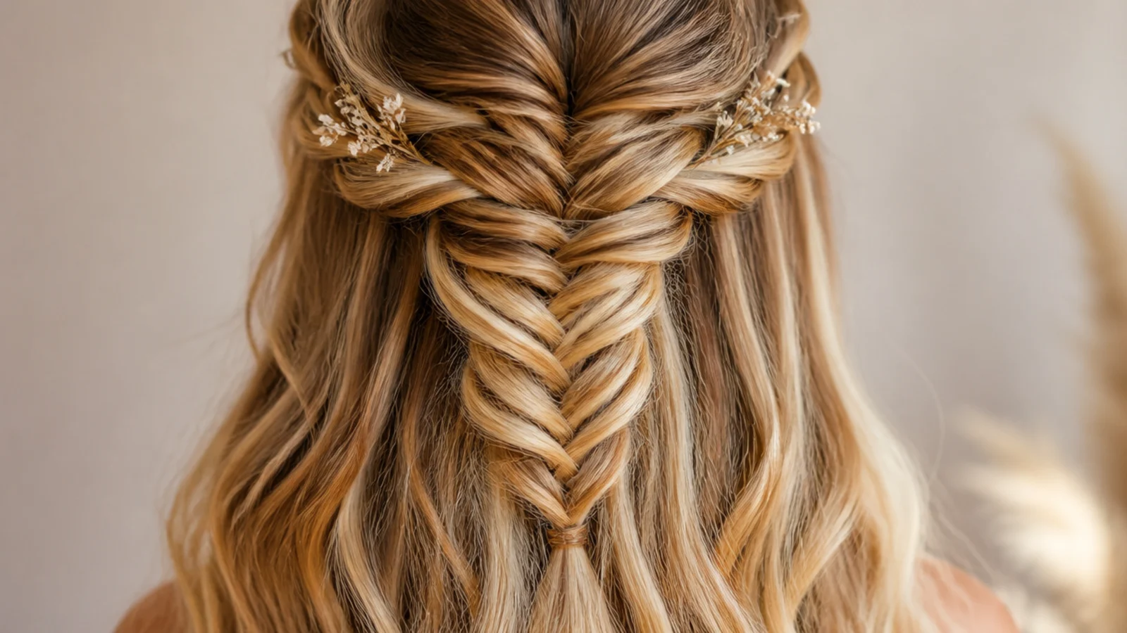 A braid across the top of the head with the rest of the hair left down