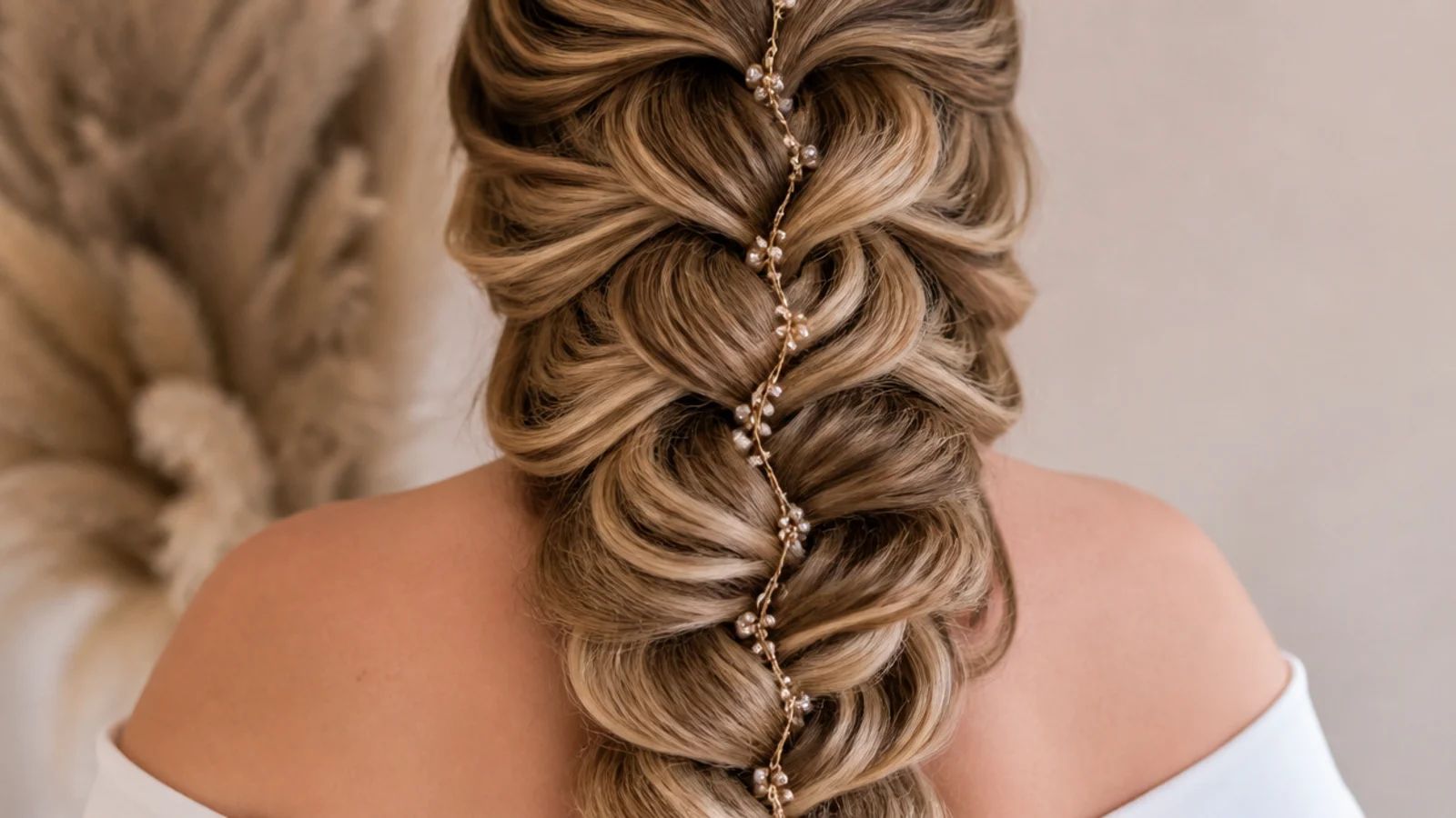 A long thick evening braid built with hidden clip in wefts