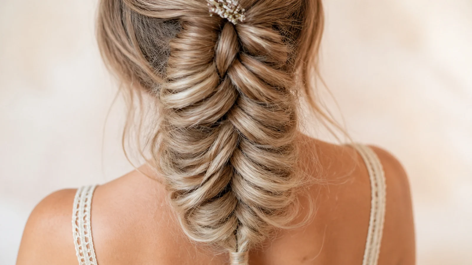 A very wide pancaked braid on textured second day hair
