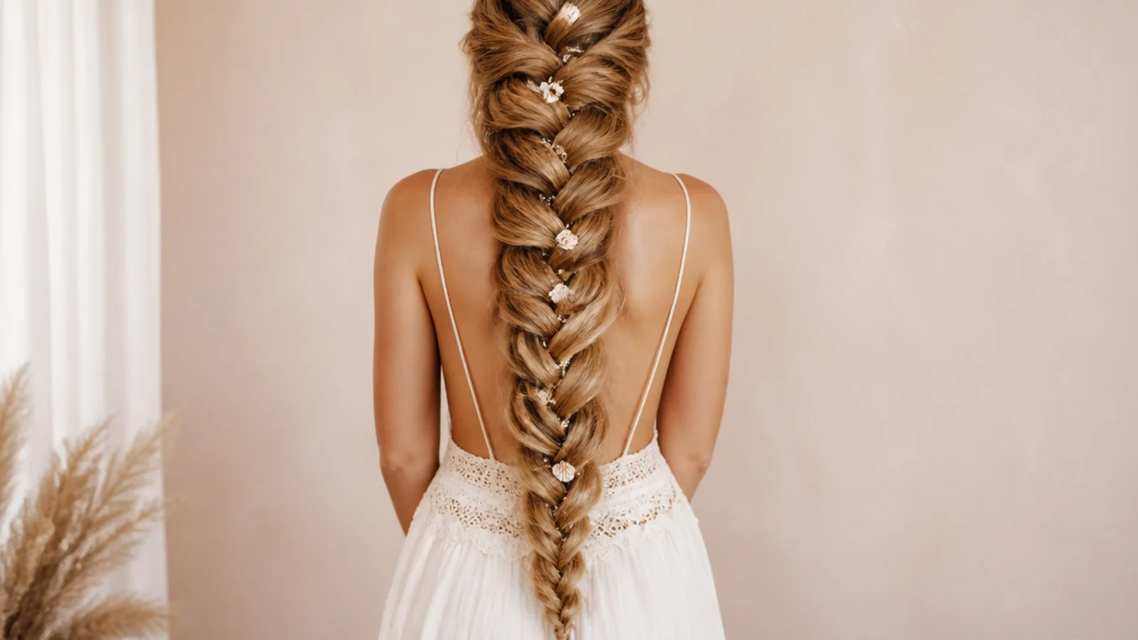 A very long braid reaching past the hip
