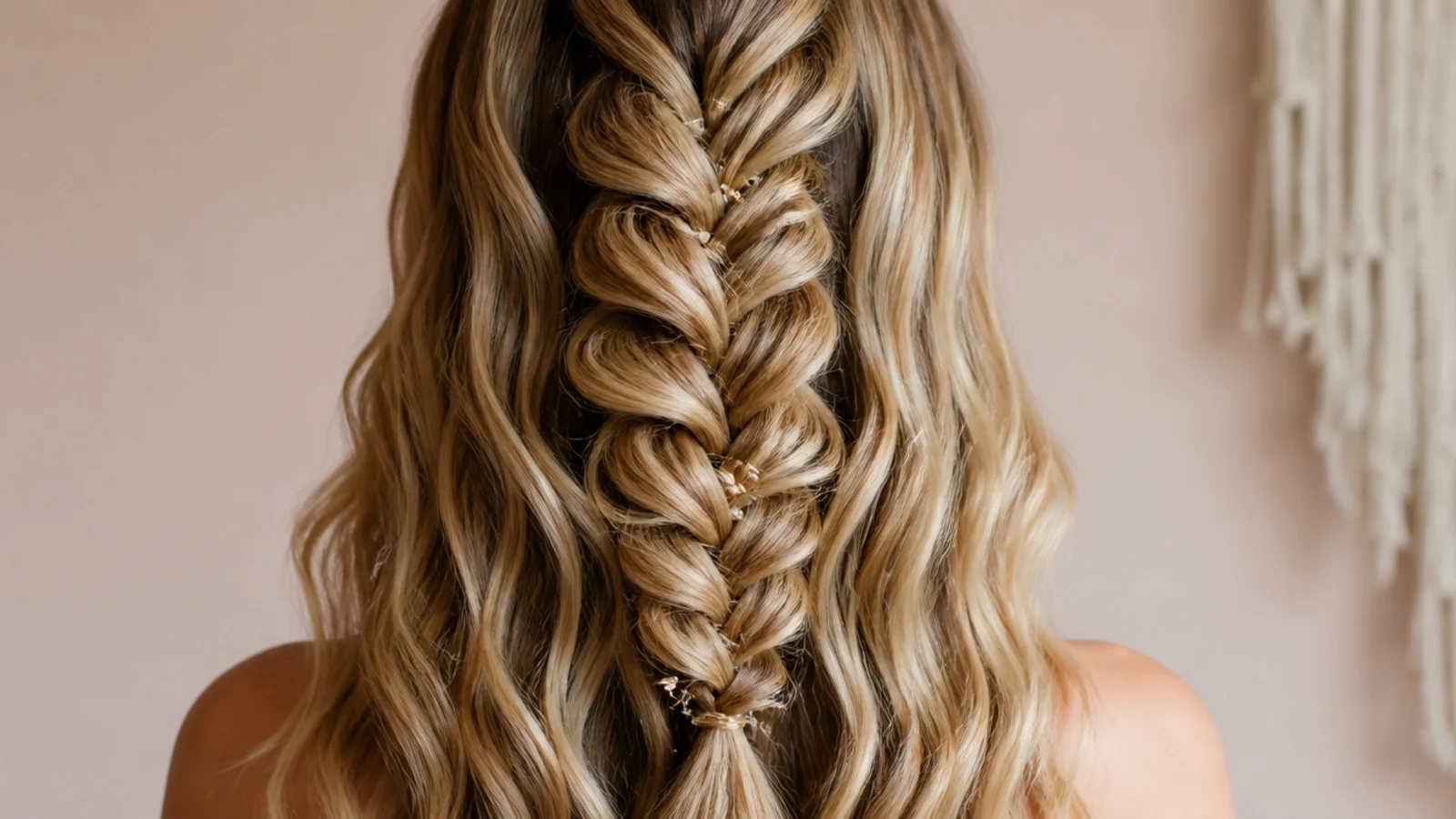 A braid worked into hair that was curled beforehand