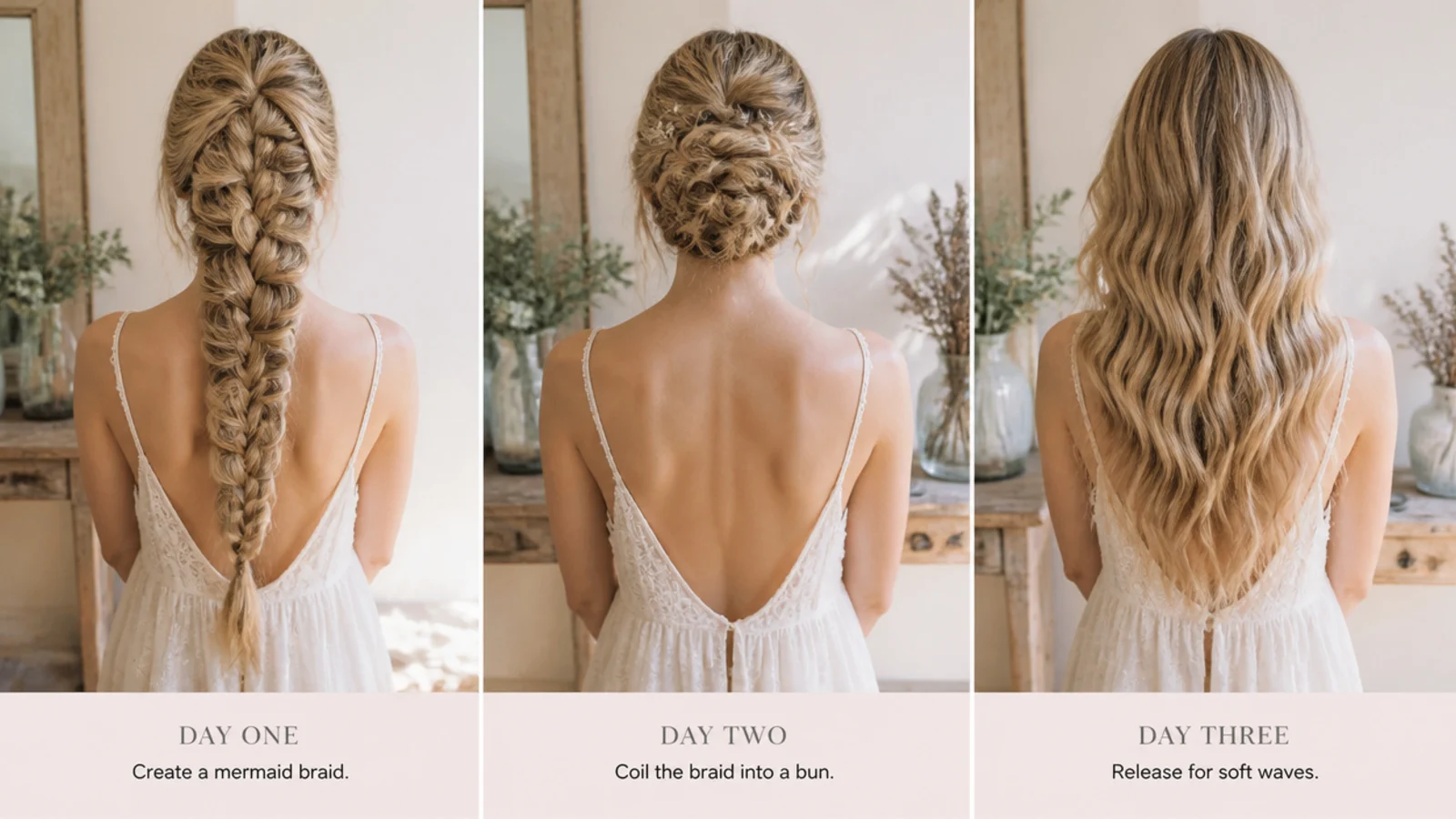 A slept in braid photographed the next morning with the width partly flattened