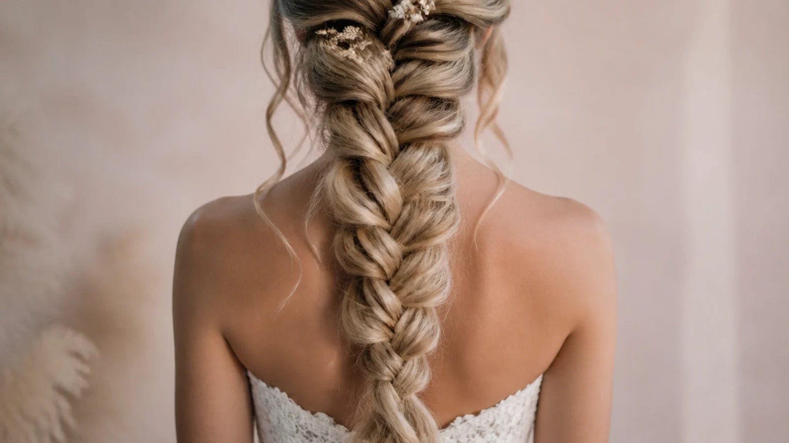 A soft wide braid worn with a sweetheart neckline