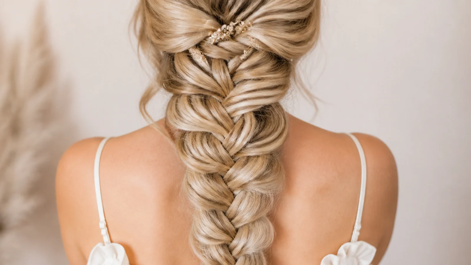 Clip in wefts being set before braiding shoulder length hair