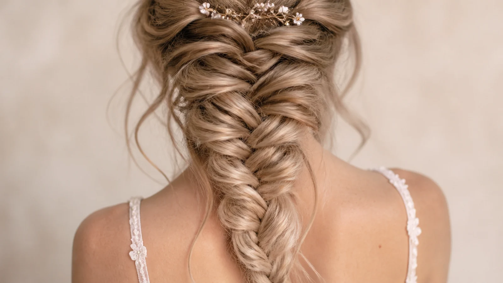 A deliberately loose braid with strands pulled free along its length