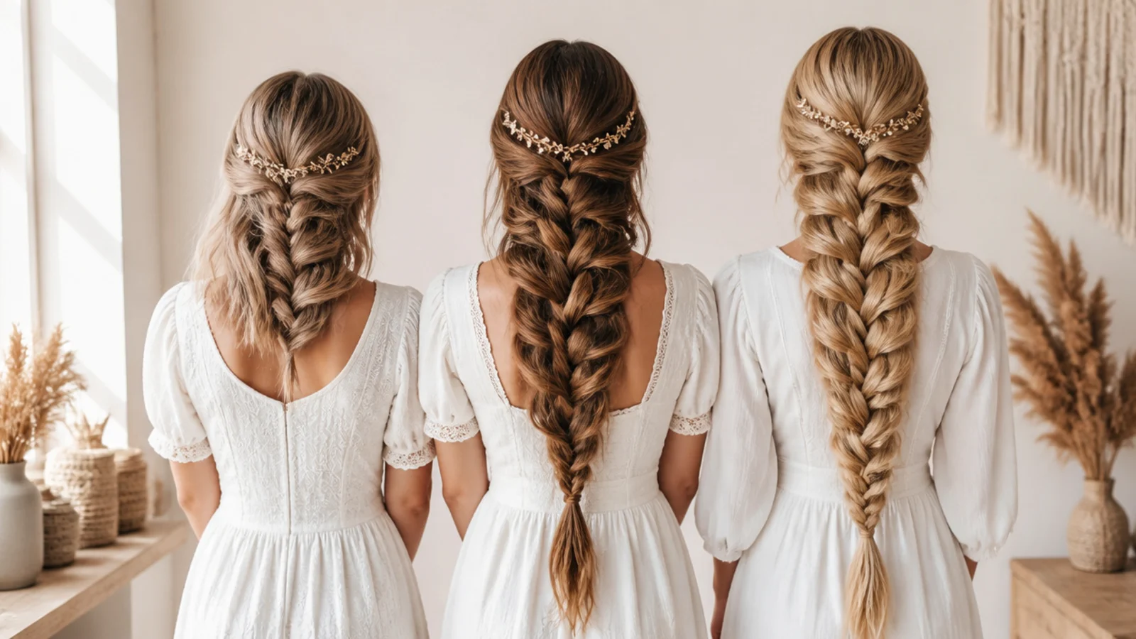 Mermaid braids compared across short, medium and very long hair