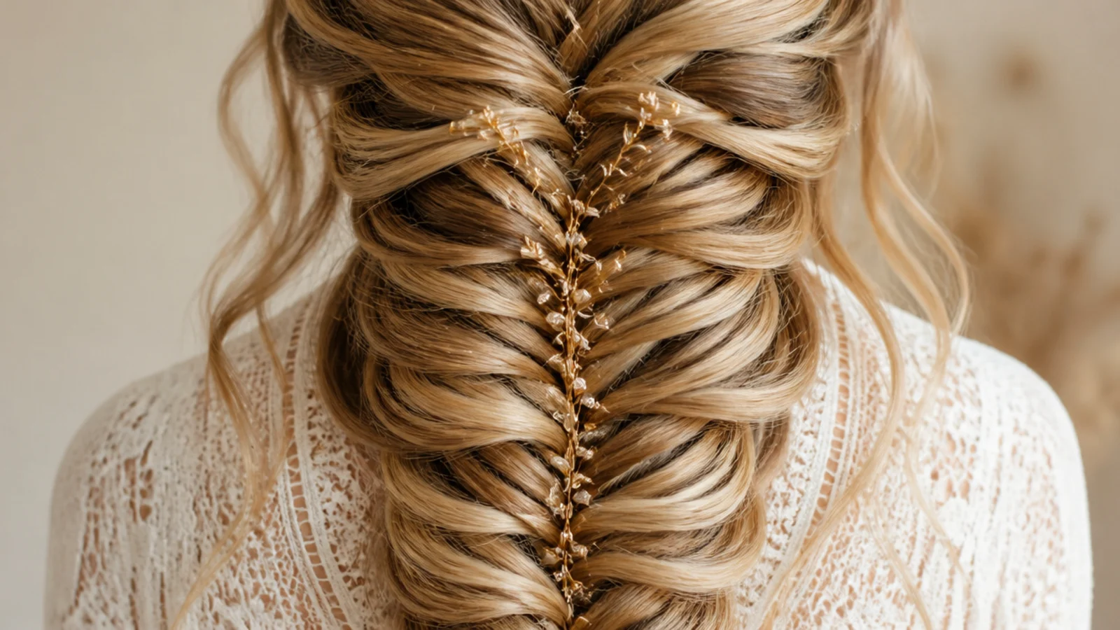 A self braided fishtail being widened at the back