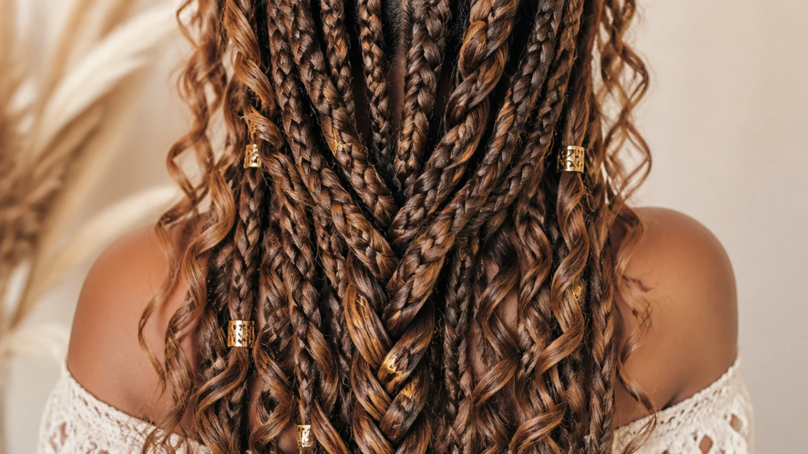 Medium boho braids photographed close up with loosened roots after several weeks of wear