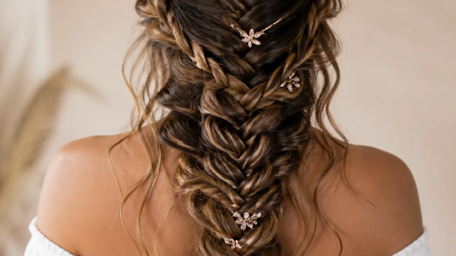 Boho braids with loose curly pieces left out at intervals
