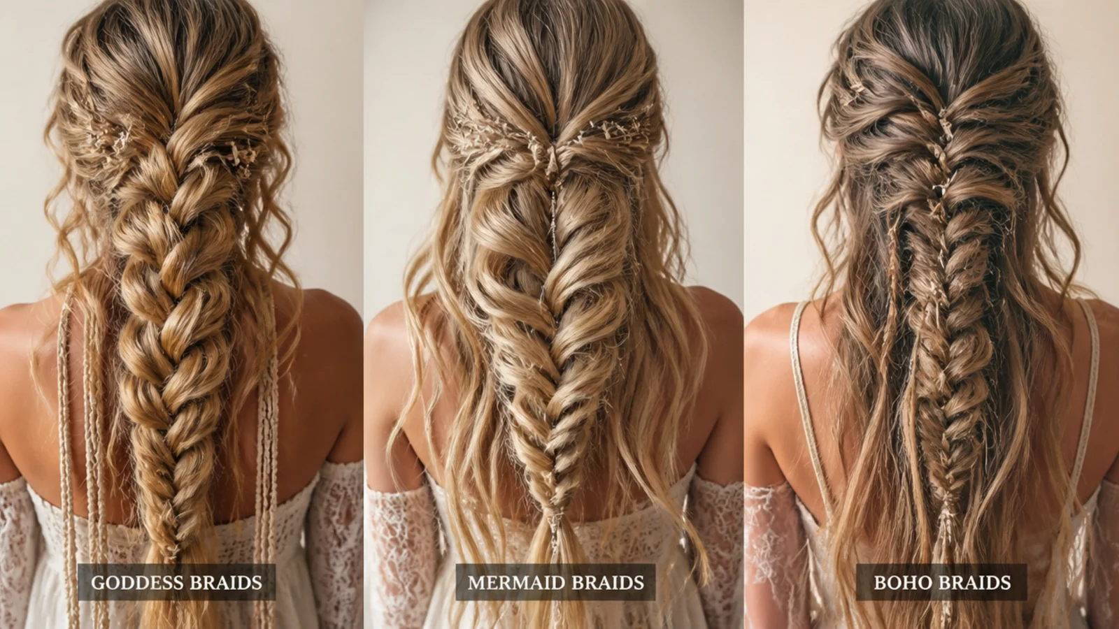 Flat cornrowed goddess braids with loose curly pieces left out