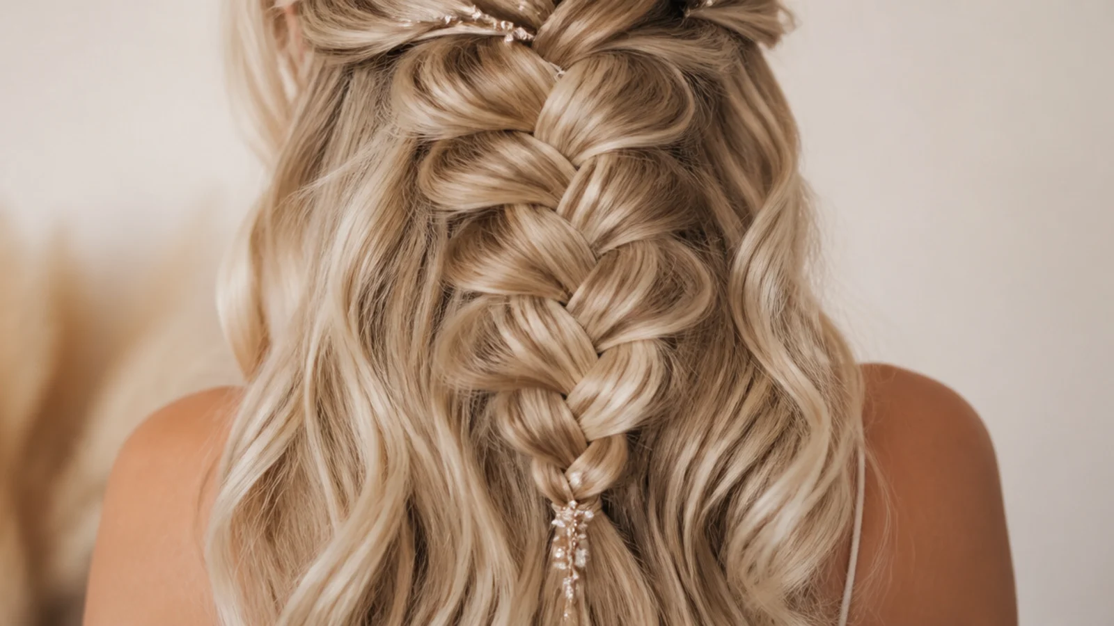A loose side braid worked into hair that was waved beforehand