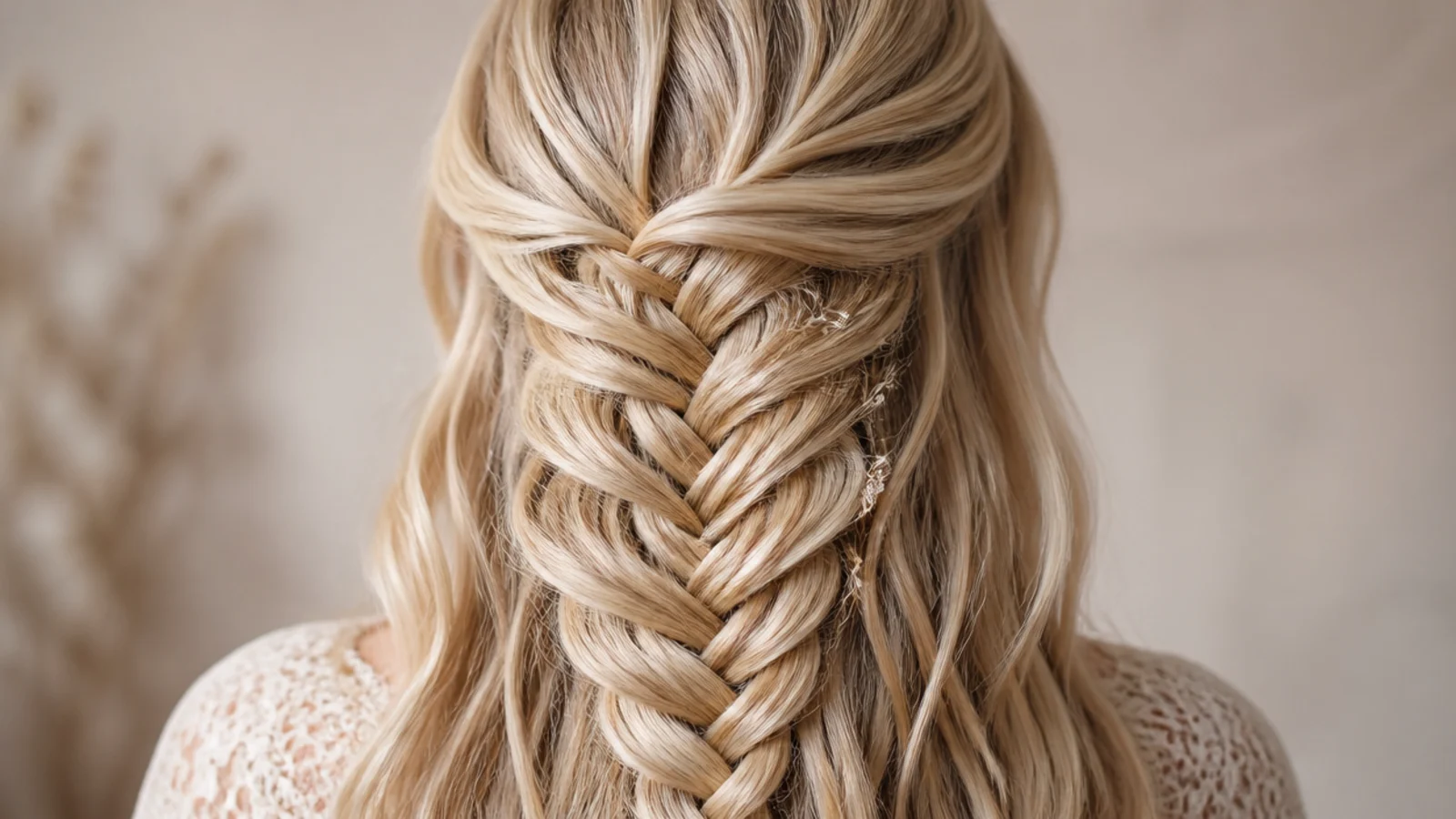 A waterfall braid begun from a deep side parting