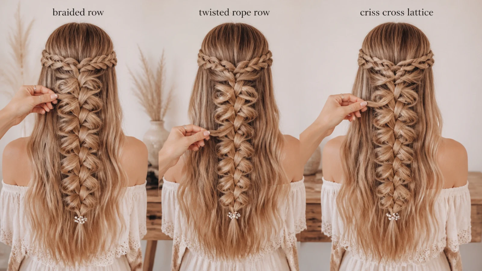 A waterfall braid and a waterfall twist compared on the same head