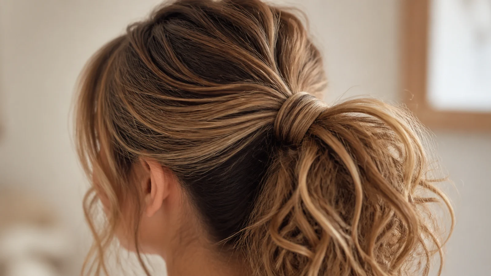 Smoothed roots leading into a loose textured curly tail