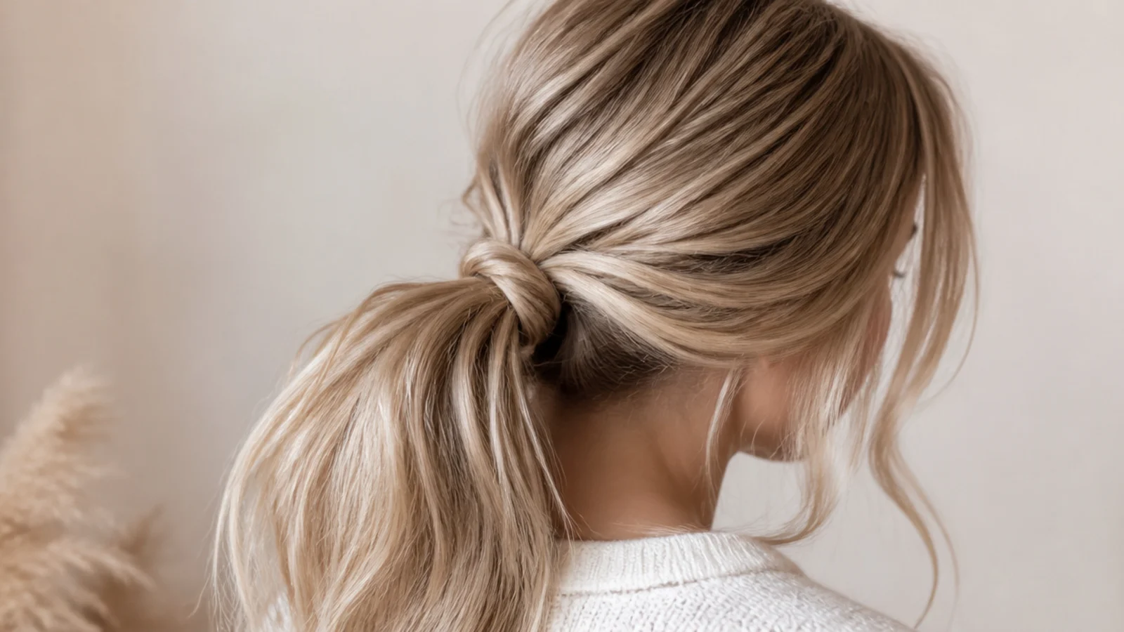 A very loose long ponytail sitting away from the scalp