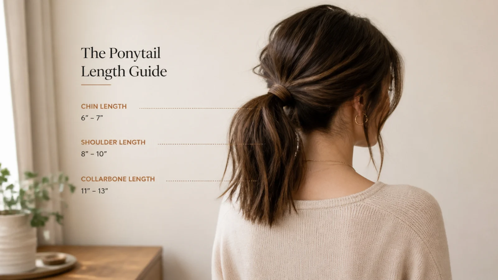 Hair measured against the collarbone to show medium length