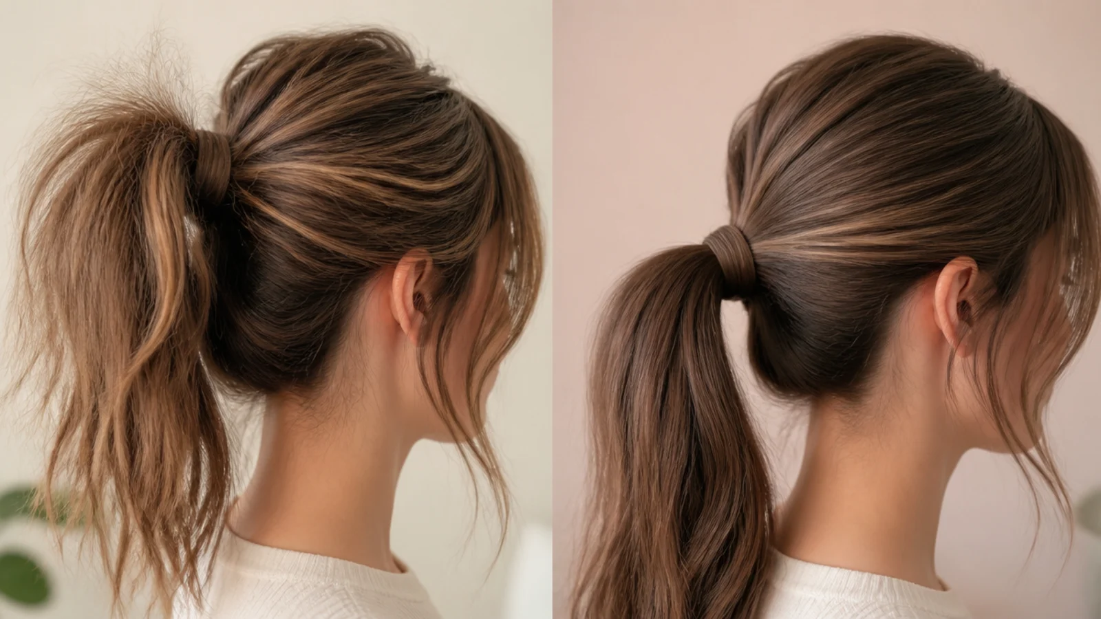 A textured ponytail worn in damp humid weather