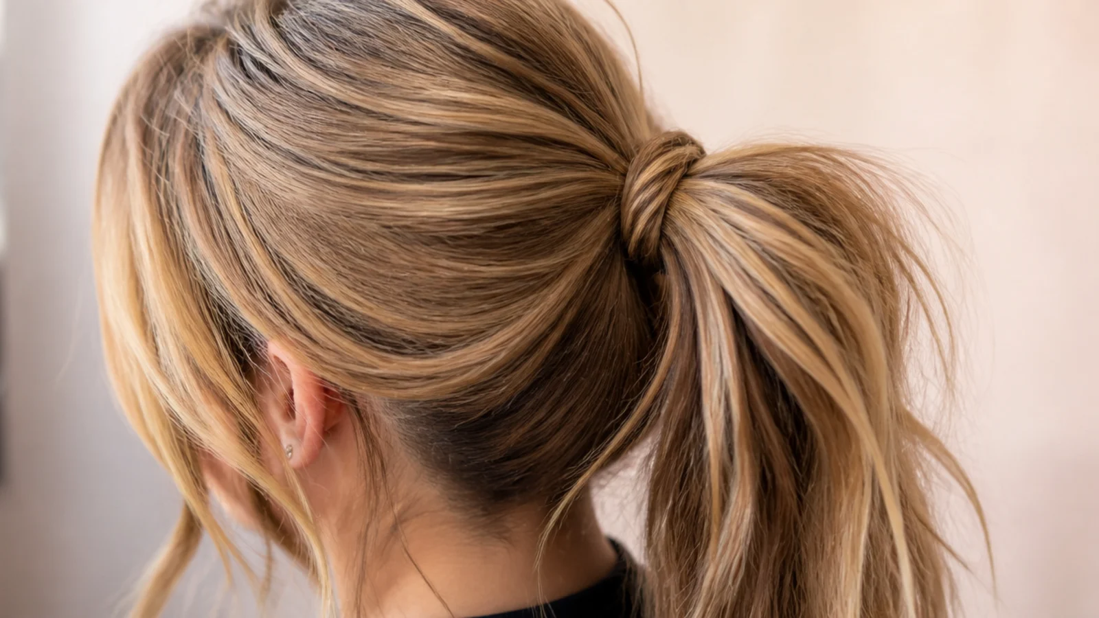 A textured ponytail retied after training