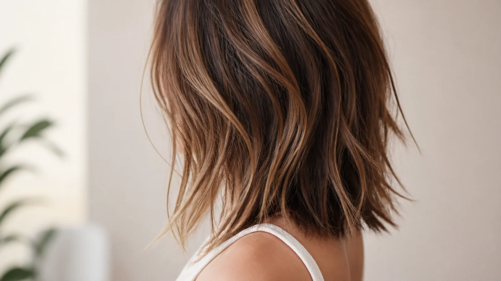 A collarbone cut with a heavy outline and movement through the mid lengths