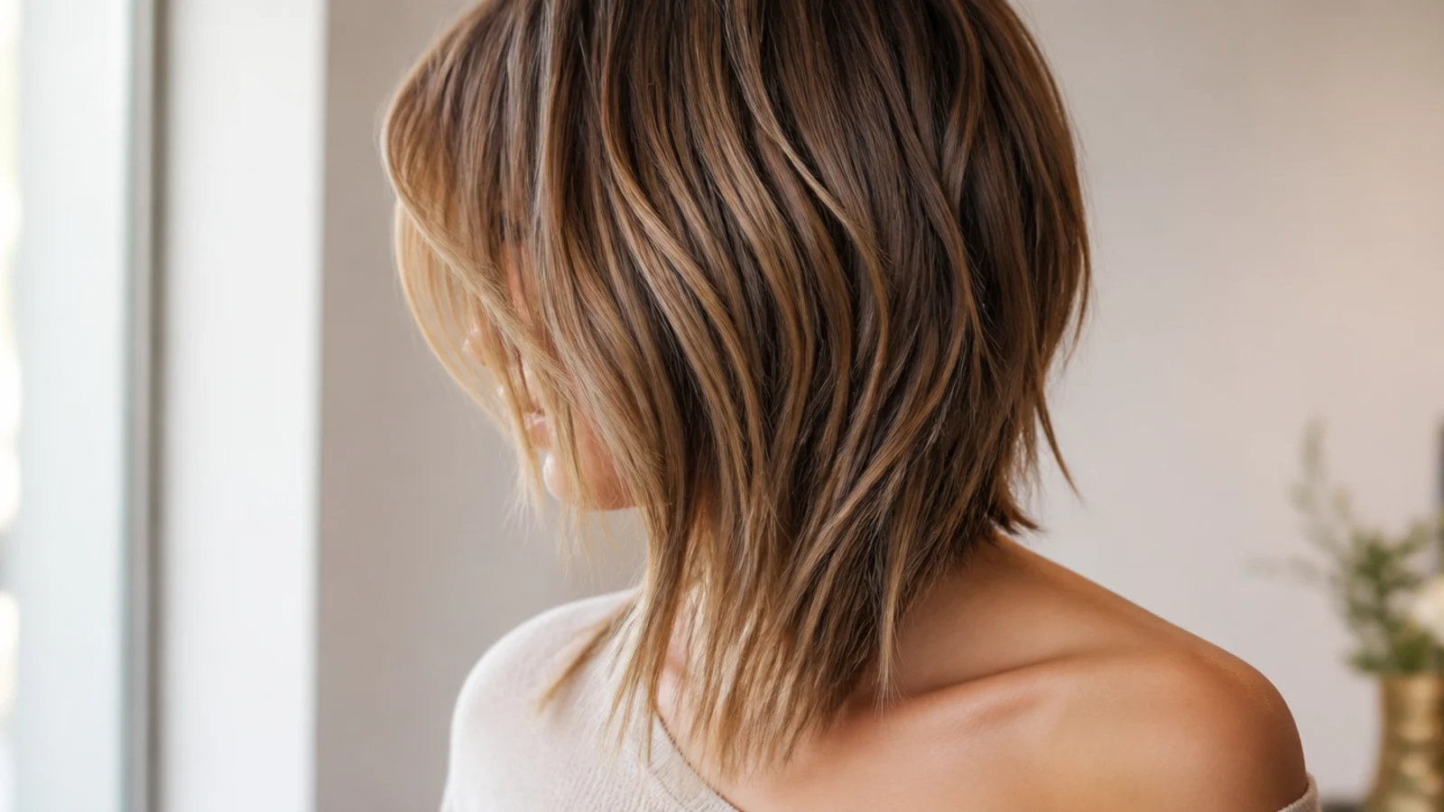 A mid length cut with one side noticeably shorter