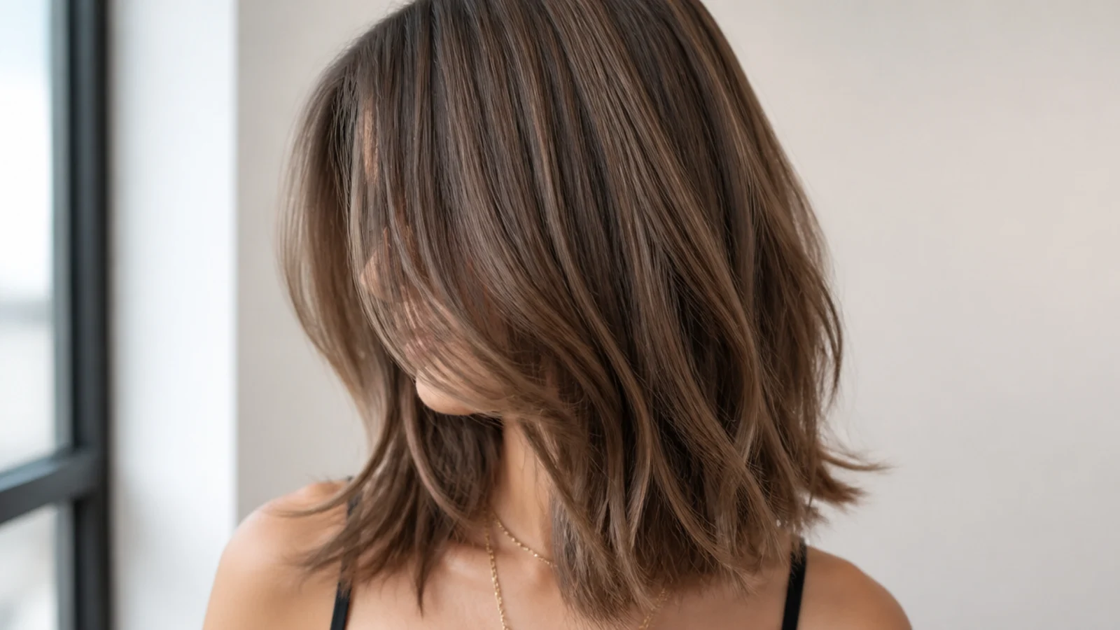A centre parted mid length cut with even framing