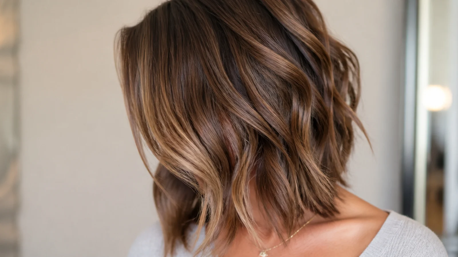 A deep side parting with hair banked to one side