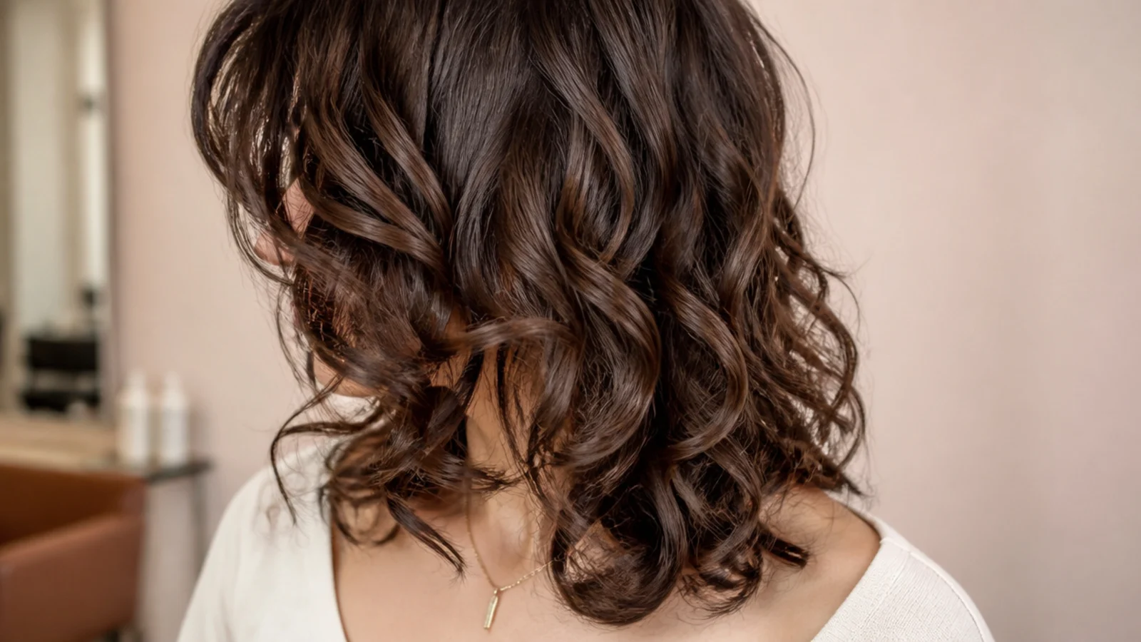 Curly bangs parted in the middle and swept to each side