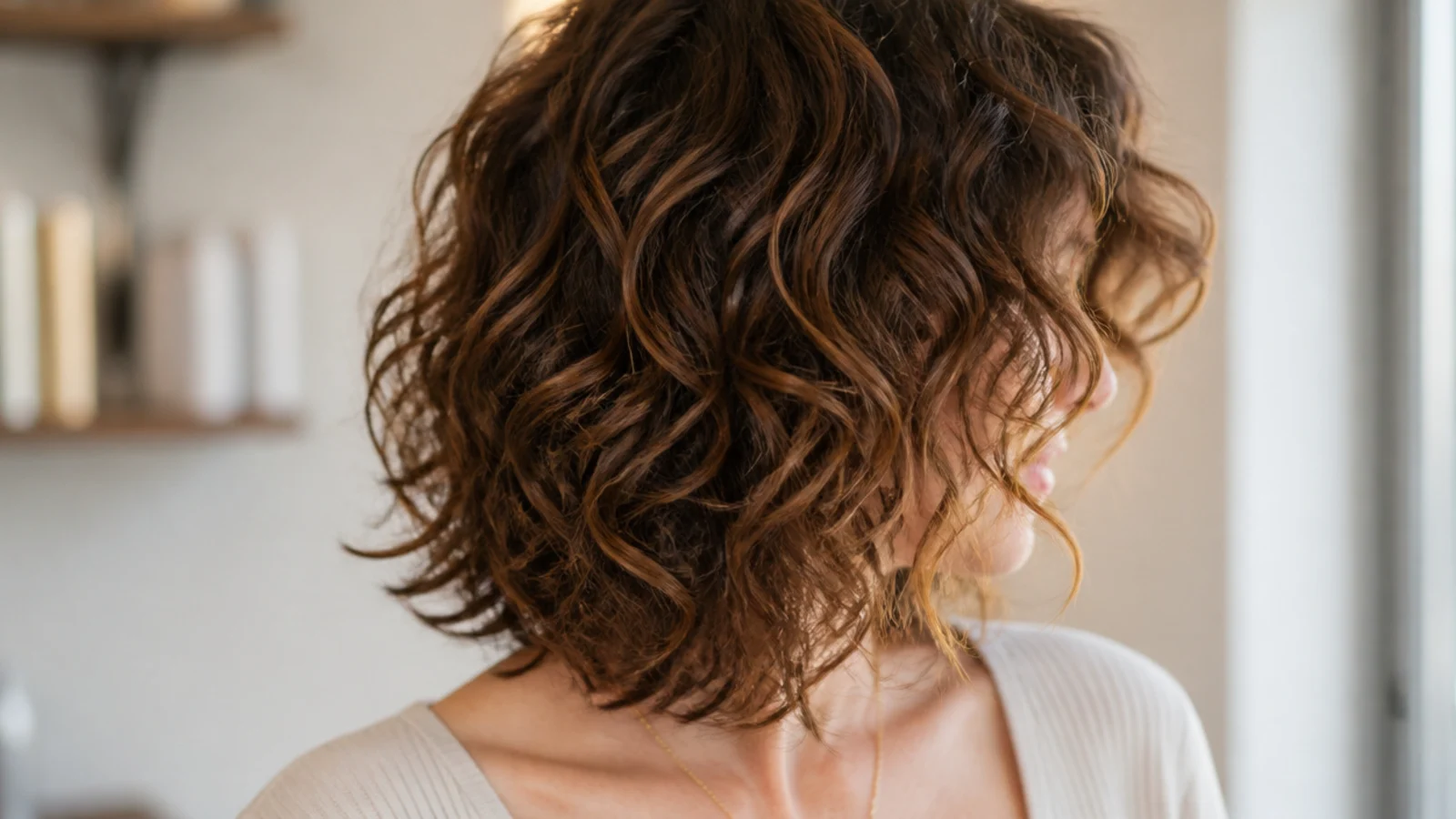 A light curly fringe with forehead visible through it